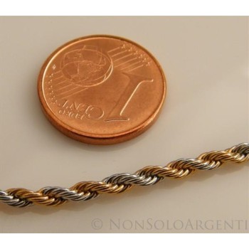 NSA|Acciaio : Collana uomo / donna Stainless Steel silver e oro cavetto ritorta 60 cm x 2mm