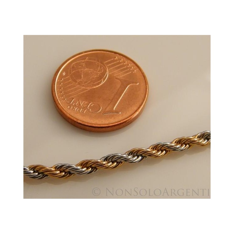 NSA|Acciaio : Collana uomo / donna Stainless Steel silver e oro cavetto ritorta 60 cm x 2mm