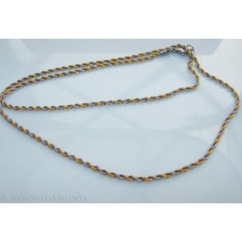 NSA|Acciaio : Collana uomo / donna Stainless Steel silver e oro cavetto ritorta 60 cm x 2mm