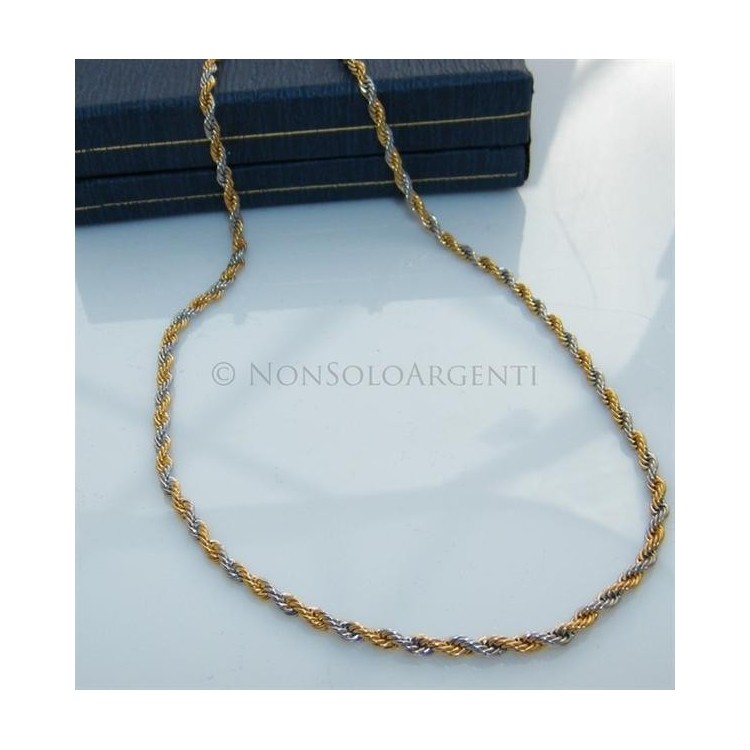 NSA|Acciaio : Collana uomo / donna Stainless Steel silver e oro cavetto ritorta 60 cm x 2mm