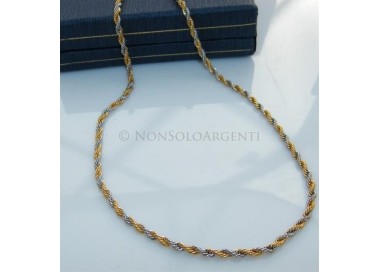 NSA|Acciaio : Collana uomo / donna Stainless Steel silver e oro cavetto ritorta 60 cm x 2mm