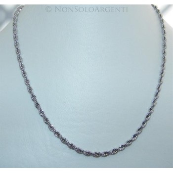 NSA|Acciaio : Collana uomo / donna Stainless Steel silver cavetto ritorta 50 cm x 4mm