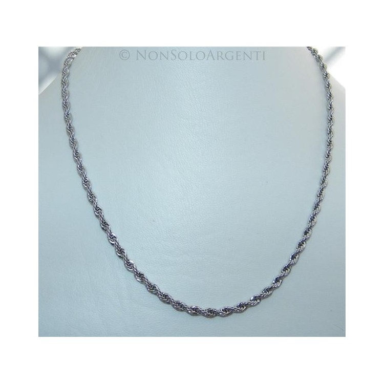 NSA|Acciaio : Collana uomo / donna Stainless Steel silver cavetto ritorta 50 cm x 4mm