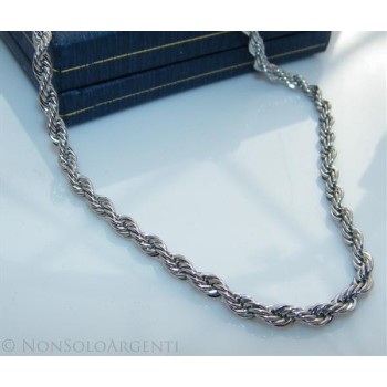 NSA|Acciaio : Collana uomo / donna Stainless Steel silver cavetto ritorta 50 cm x 4mm