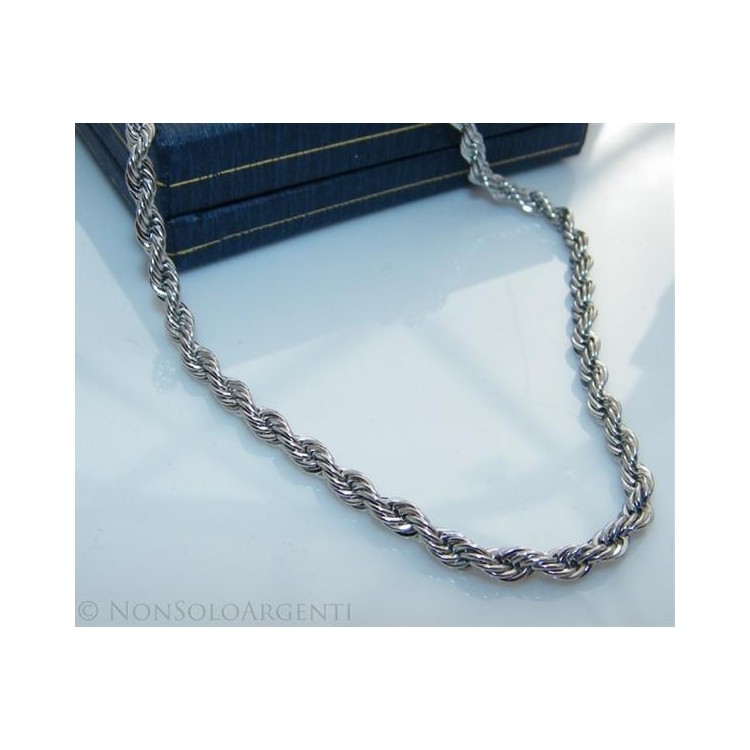 NSA|Acciaio : Collana uomo / donna Stainless Steel silver cavetto ritorta 50 cm x 4mm