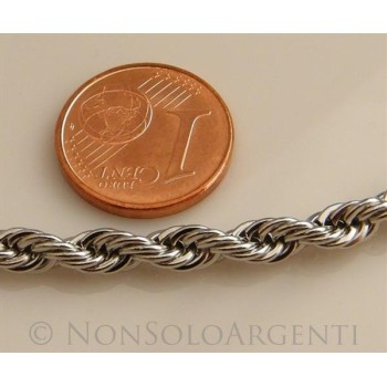 NSA|Acciaio : Collana uomo / donna Stainless Steel silver cavetto ritorta 50 cm x 4mm