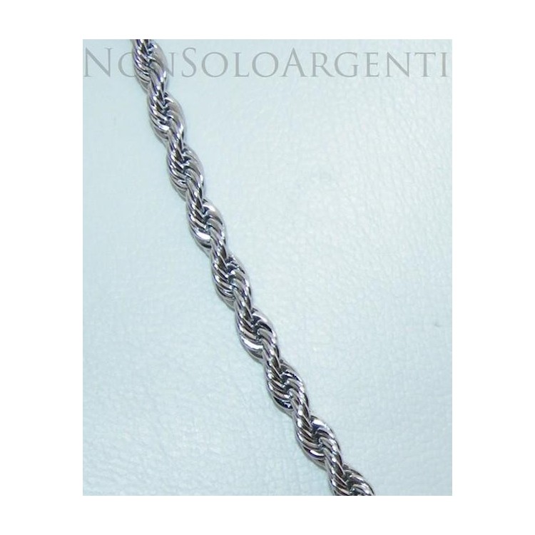 NSA|Collana acciaio cavetto ritorto lunga 50 cm x 4mm per uomo girocollo