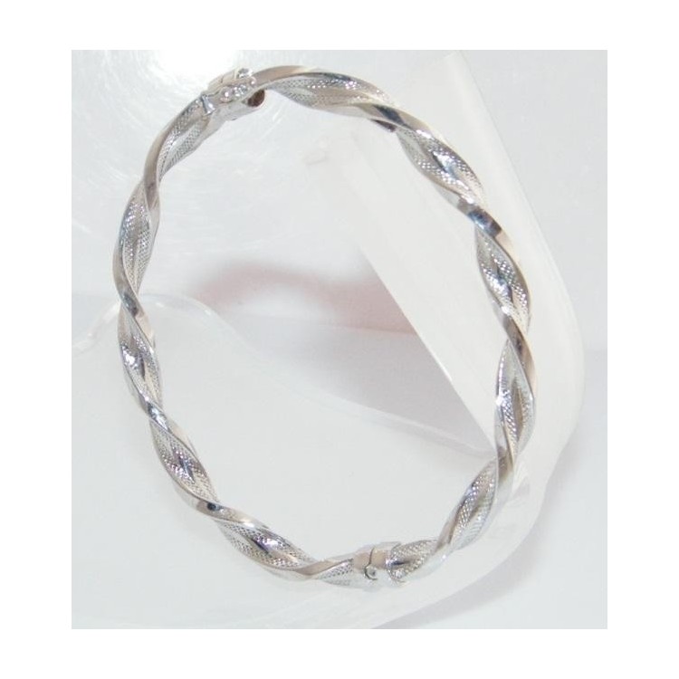 NSA|Argento 925 : bracciale uomo o donna rigido cerchio  Molla tochon nido d'ape realizzato a mano chiusura sicurezza