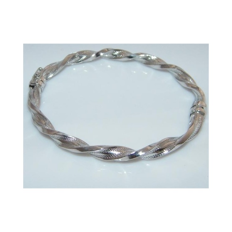 NSA|Argento 925 : bracciale uomo o donna rigido cerchio  Molla tochon nido d'ape realizzato a mano chiusura sicurezza