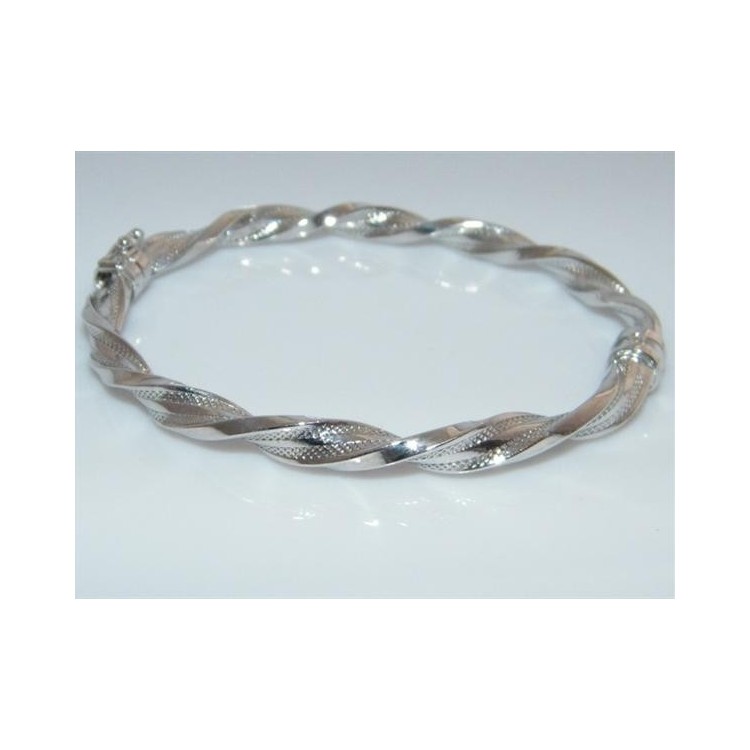 NSA|Argento 925 : bracciale uomo o donna rigido cerchio  Molla tochon nido d'ape realizzato a mano chiusura sicurezza