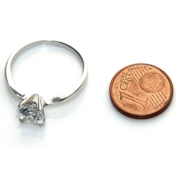 NSA|silver 925 Rhodium: Solitaire with zircon 5.5mm brilliant cut