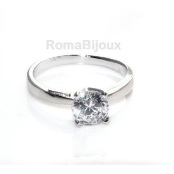 NSA|silver 925 Rhodium: Solitaire with zircon 5.5mm brilliant cut