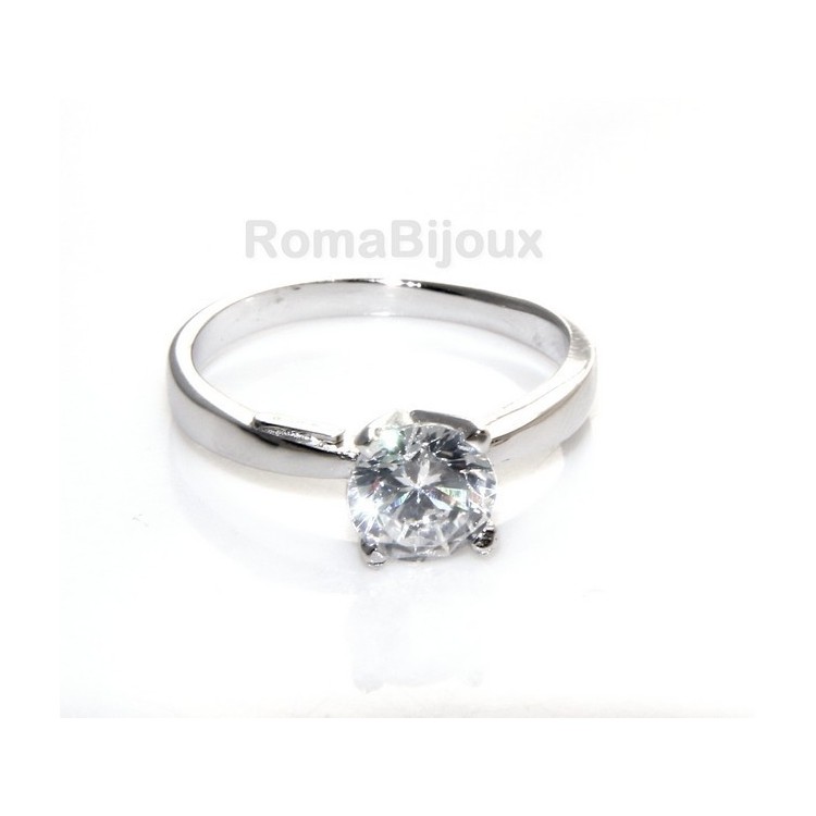 NSA|silver 925 Rhodium: Solitaire with zircon 5.5mm brilliant cut