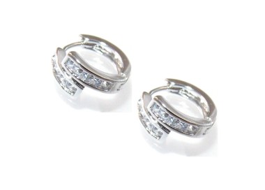 NSA|Hoop earrings with cubic zirconia 4 + 4 rhodium-plated brass 18kGF woman