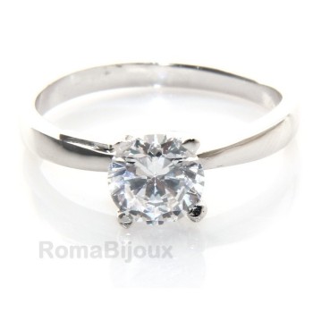 NSA|silver 925 Rhodium: Solitaire with zircon 5.5mm brilliant cut