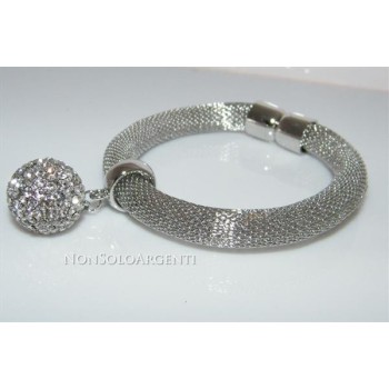 NSA|Bigiotteria : Bracciale tubolare calamita con sfera  a ciondolo o passante pavè di strass