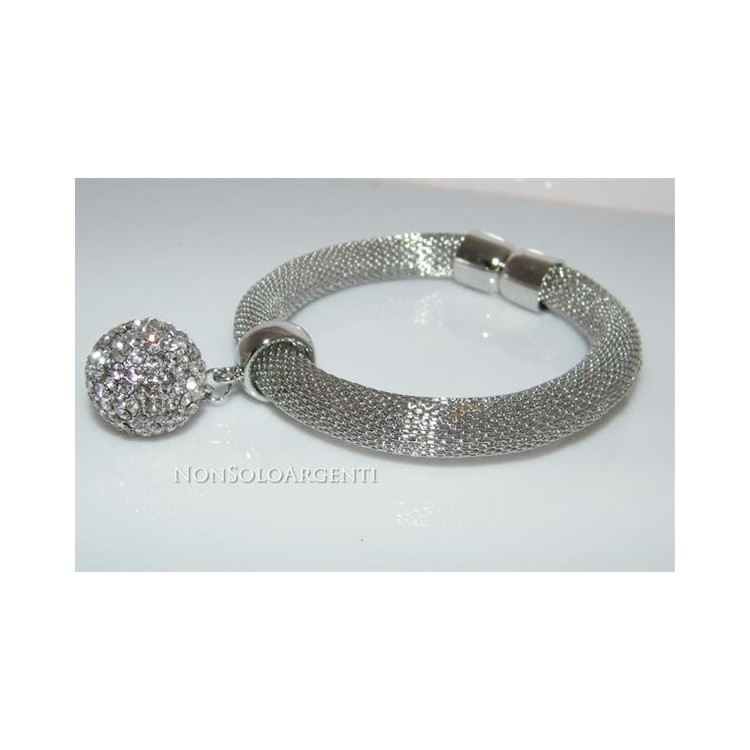 NSA|Bigiotteria : Bracciale tubolare calamita con sfera  a ciondolo o passante pavè di strass