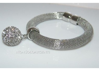 NSA|Bigiotteria : Bracciale tubolare calamita con sfera  a ciondolo o passante pavè di strass