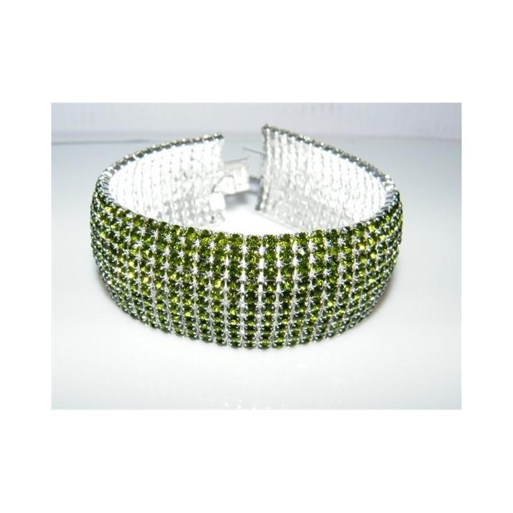NSA|Bigiotteria : Bracciale Braccialetto Tennis Argentato a 10 File di strass verde peridot