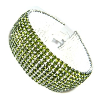 NSA|Bigiotteria : Bracciale Braccialetto Tennis Argentato a 10 File di strass verde peridot