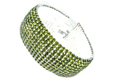 NSA|Bigiotteria : Bracciale Braccialetto Tennis Argentato a 10 File di strass verde peridot