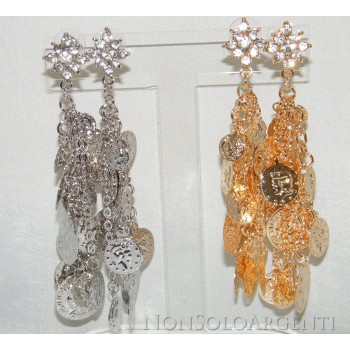 NSA|Costume jewellery: stud earrings and silver or gold butterfly with rain of coins