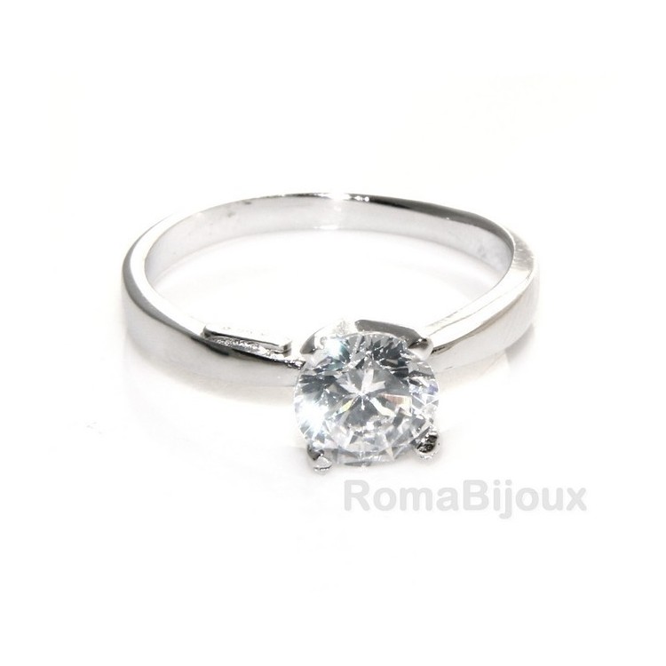NSA|silver 925 Rhodium: Solitaire with zircon 5.5mm brilliant cut