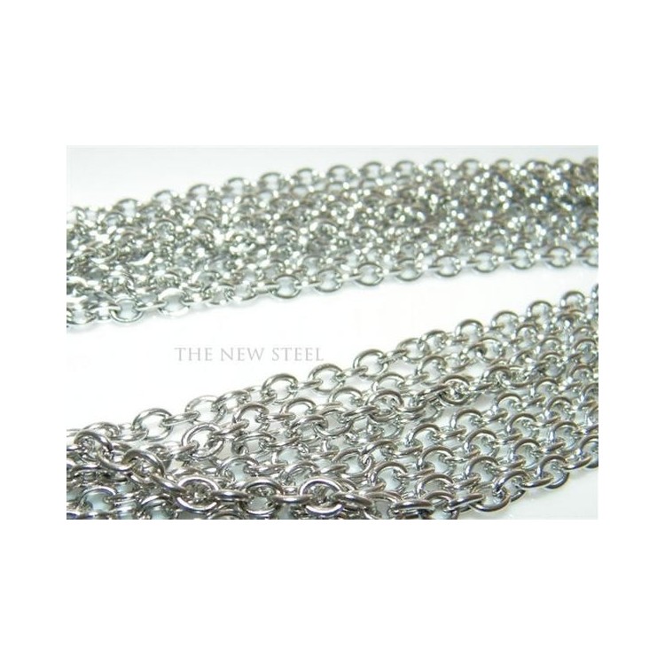 NSA|Acciaio : Collana a misura rolo' anelli 5 x 4   colore silver argentato
