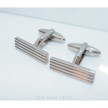 NSA|Acciaio 316L : Gemelli rettangolari con scanalature e cofanetto