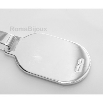 NSA|Keychain keyring man or woman plate machined oval glossy all 925 Silver Massif 16 gr