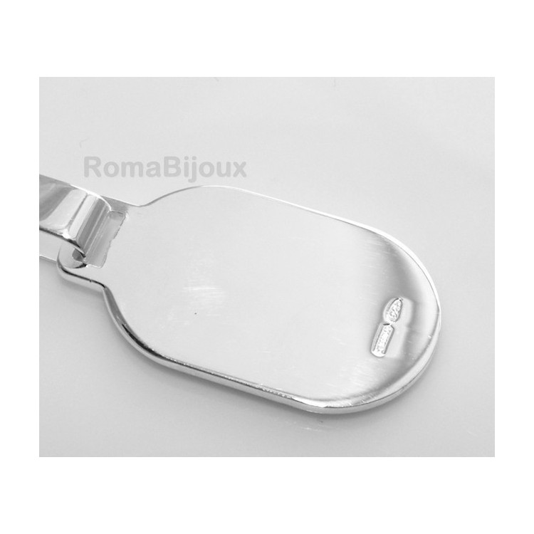 NSA|Keychain keyring man or woman plate machined oval glossy all 925 Silver Massif 16 gr