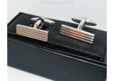 NSA|Acciaio 316L : Gemelli rettangolari con scanalature e cofanetto