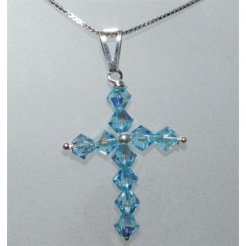 NSA|Argento 925 e Swarovski : collana con Ciondolo a croce con bicono in vari colori