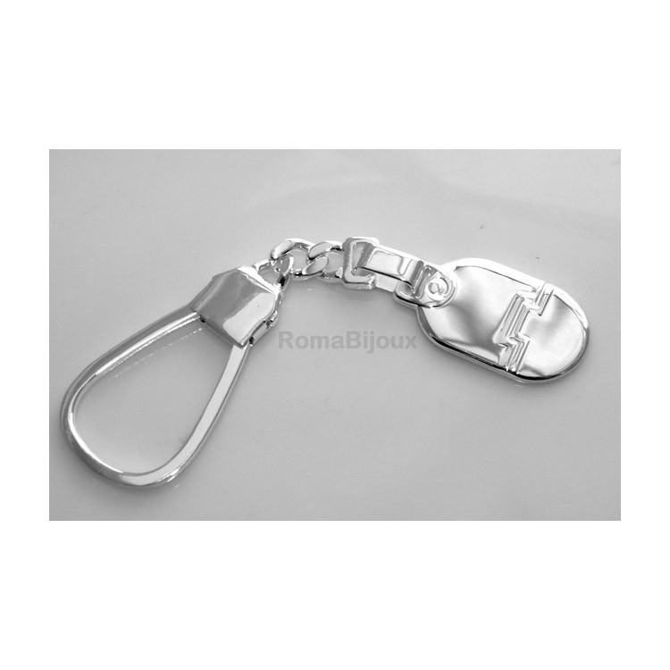 NSA|Keychain keyring man or woman plate machined oval glossy all 925 Silver Massif 16 gr