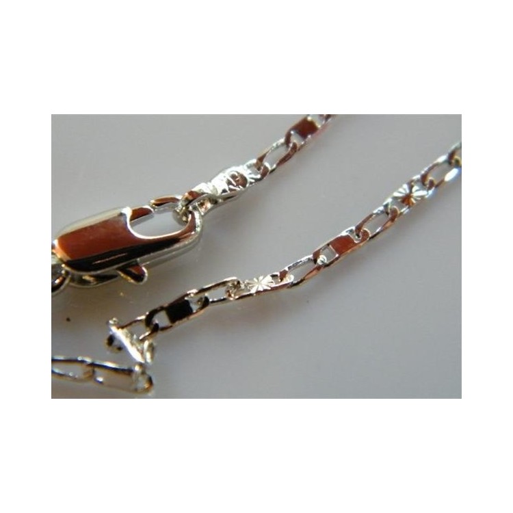 NSA|5 mm senza ciondolo Lamin ORO BIANCO 18k Gold PLATED 45 cm