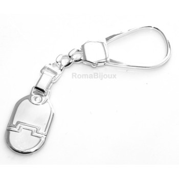NSA|Keychain keyring man or woman plate machined oval glossy all 925 Silver Massif 16 gr