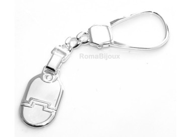 NSA|Keychain keyring man or woman plate machined oval glossy all 925 Silver Massif 16 gr