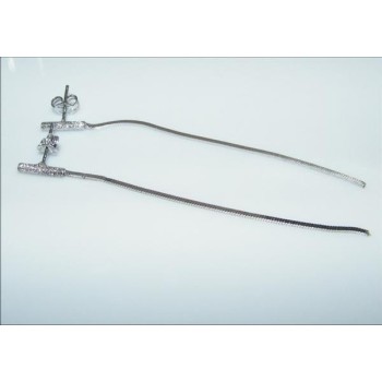 NSA|Argento 925 : Lunghi Orecchini pendenti catenella Snake diamantata