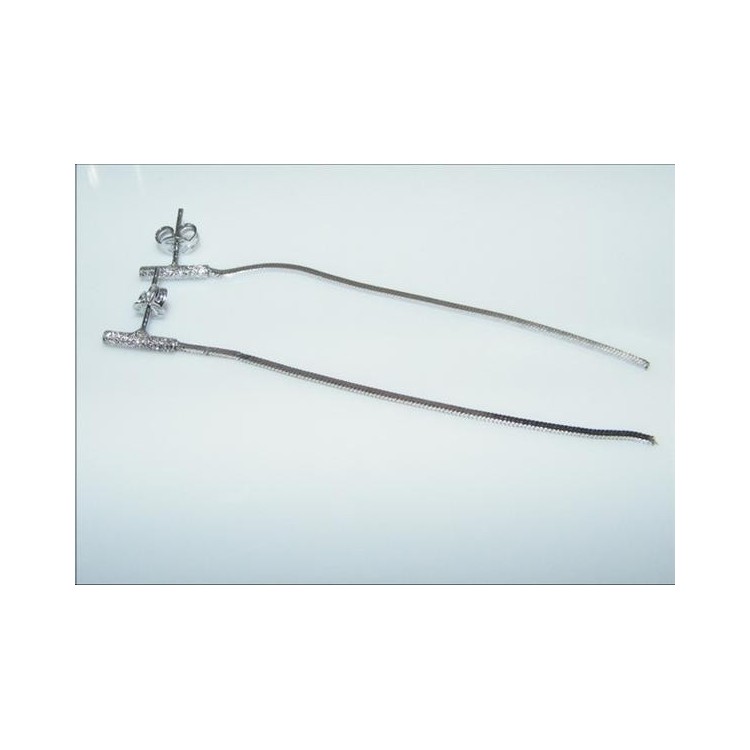 NSA|Argento 925 : Lunghi Orecchini pendenti catenella Snake diamantata