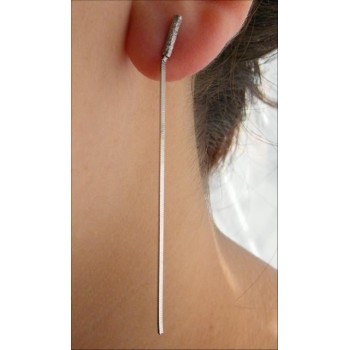 NSA|Argento 925 : Lunghi Orecchini pendenti catenella Snake diamantata