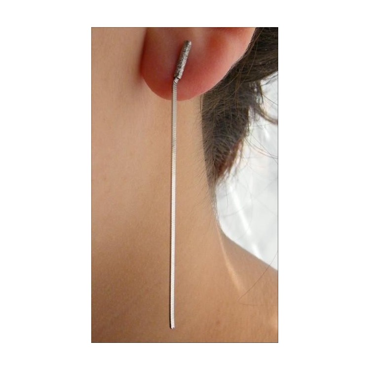 NSA|Argento 925 : Lunghi Orecchini pendenti catenella Snake diamantata