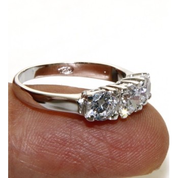 NSA|silver 925 ring for woman : Trilogy with brilliant cut cubic zirconia 0.5 cm