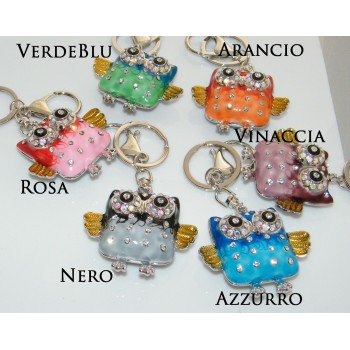 NSA|portachiavi gufo gioiello Civetta Colorata smalto e Strass