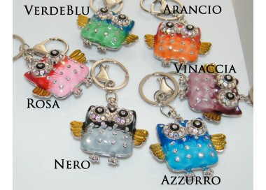 NSA|PORTACHIAVI Gioiello Con Grande Civetta Colorata smalto e Strass