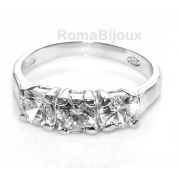 NSA|silver 925 ring for woman : Trilogy with brilliant cut cubic zirconia 0.5 cm
