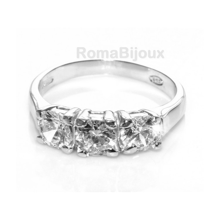 NSA|silver 925 ring for woman : Trilogy with brilliant cut cubic zirconia 0.5 cm
