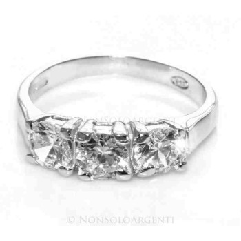 NSA|Argento 925 Italiano Rodiato : Trilogy con zirconi da 0,5 taglio brillante