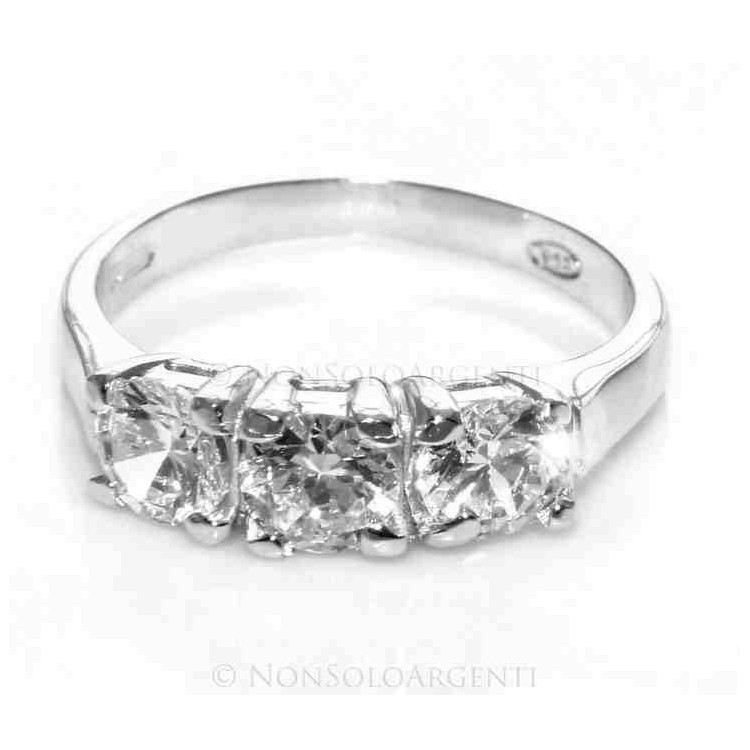 NSA|silver 925 ring for woman : Trilogy with brilliant cut cubic zirconia 0.5 cm