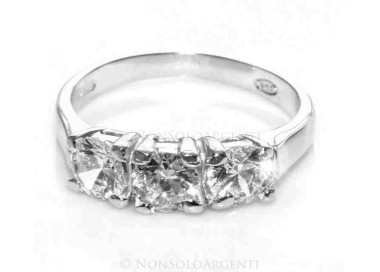 NSA|silver 925 ring for woman : Trilogy with brilliant cut cubic zirconia 0.5 cm