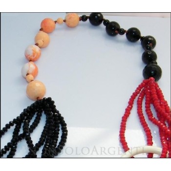 NSA|necklace onyx and half black and red india crystals for women stones